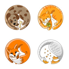 Home Pets Farm Animals circle cartoon vector icons such as logo.