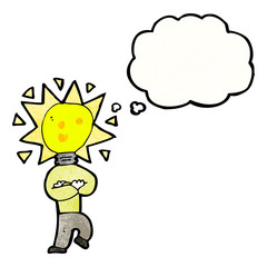 cartoon light bulb idea man