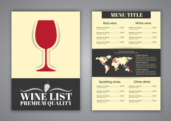 Menu Design for wine cafes, restaurants