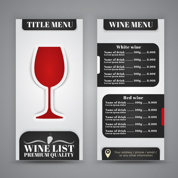 Menu Design for wine cafes, restaurants