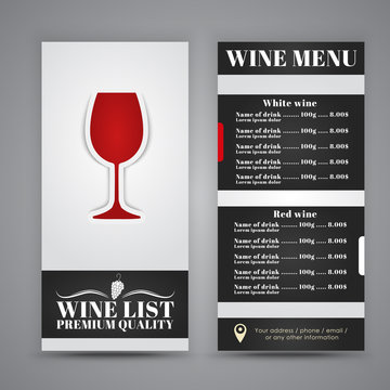 Menu Design for wine cafes, restaurants