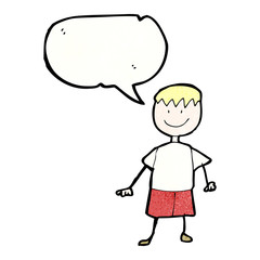 child's drawing of a boy with speech bubble
