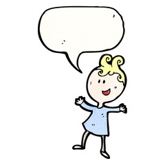 cartoon girl with speech bubble