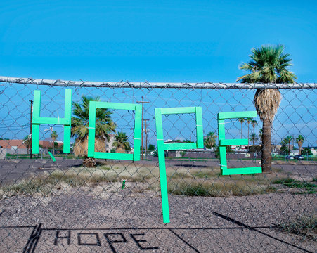 Hope sign in urban setting