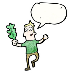 cartoon man with leaf