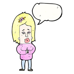cartoon nervous woman