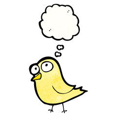 cartoon bird with thought bubble