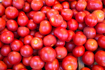 Red frech tomatoes on farm market
