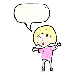 cartoon woman with speech bubble