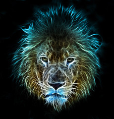Fototapeta premium Fraktal cyfrowa sztuka fantasy lwa na na białym tle