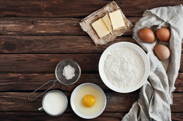 ingredients for making pancakes or cake