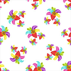Seamless pattern with lily on a white background