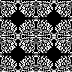 Seamless background made of exotic pattern in black and white co