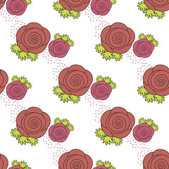 Seamless background with red roses on a white background