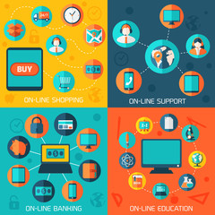 On-line services infographics background.