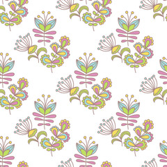 Beautiful seamless pattern with flowers on a white background