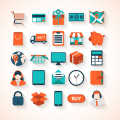 On-line shopping vector icons set