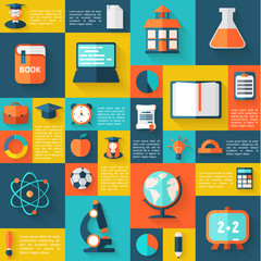 Flat education infographic background.