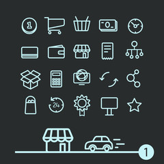 Different modern media web application icons collection. Vector