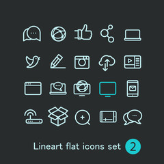 Different modern media web application icons collection. Vector