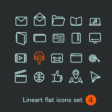 Different modern media web application icons collection. Vector
