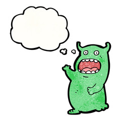cartoon alien with thought bubble