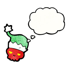 cartoon skul in santa hat