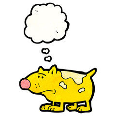 cartoon dog with thought bubble
