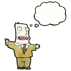 stressed man in brown suit