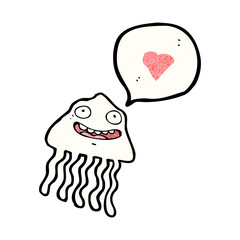cartoon jellyfish with love heart