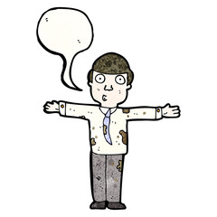 cartoon man in dirty clothes