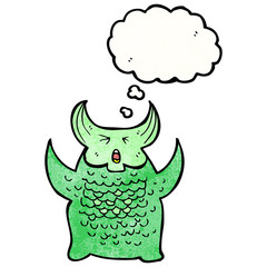 cartoon monster with thought bubble