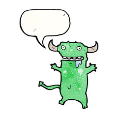 cartoon little devil with speech bubble