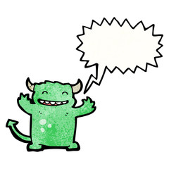 cartoon little devil with speech bubble