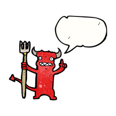 cartoon little devil with speech bubble