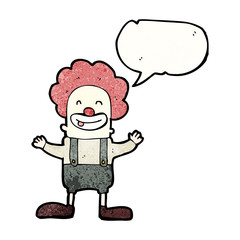 cartoon retro clown with speech bubble