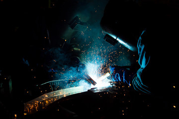 The working in Welding skill up. (Manufacturing of car)