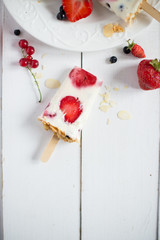 Popsicles with fruits ice cream