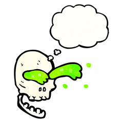 gross slime squirting skull cartoon
