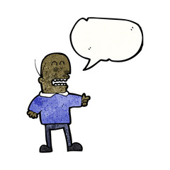 cartoon bald man pointing and laughing