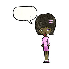 cartoon woman with speech bubble