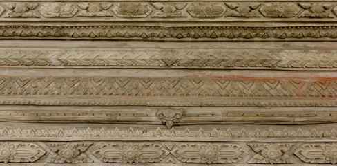 Thai Temple, Wall Thai and Thai Pattern Design on wall ,Traditional Ornament Paint on Temple wall