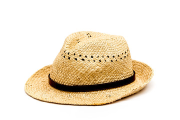 Simple straw hat isolated on white