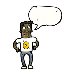 cartoon man in numbered sports shirt