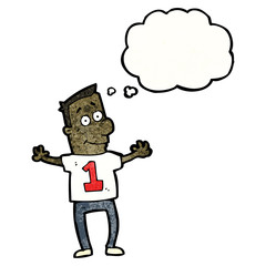 cartoon man in number shirt