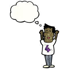 cartoon man in number four shirt