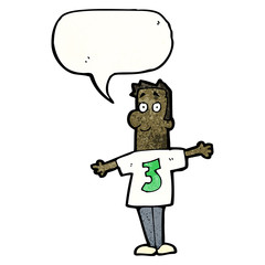 cartoon man in numbered sports shirt