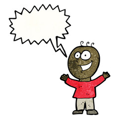 cartoon happy boy with speech bubble