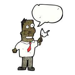 cartoon office man waving white flag