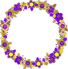 vector round frame of flowers